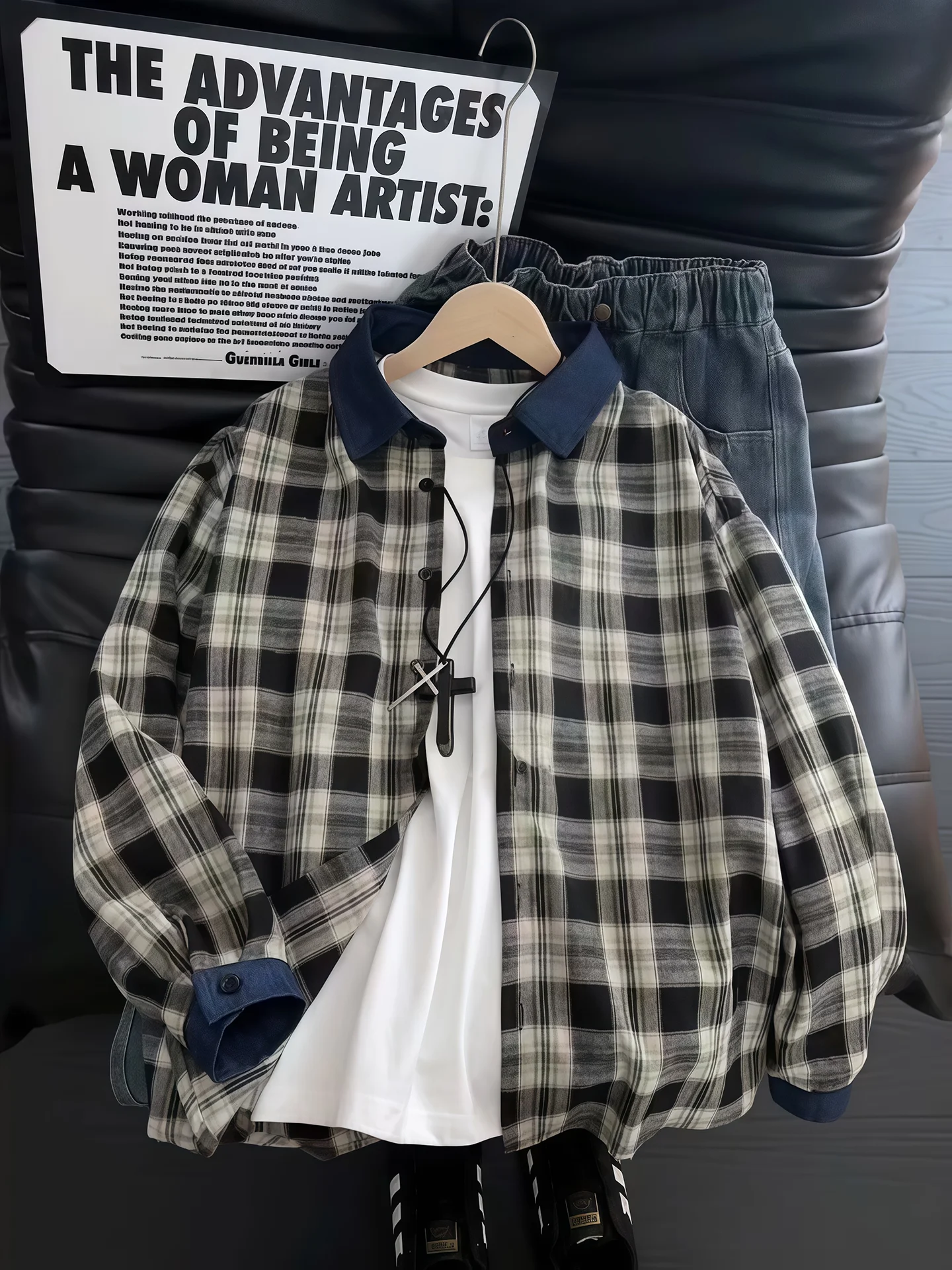 

Cleanfit Plaid Long Sleeve Shirt Men's Spring Design High American Style Small Fragrance Style Casual Fashion Breathable Poly...