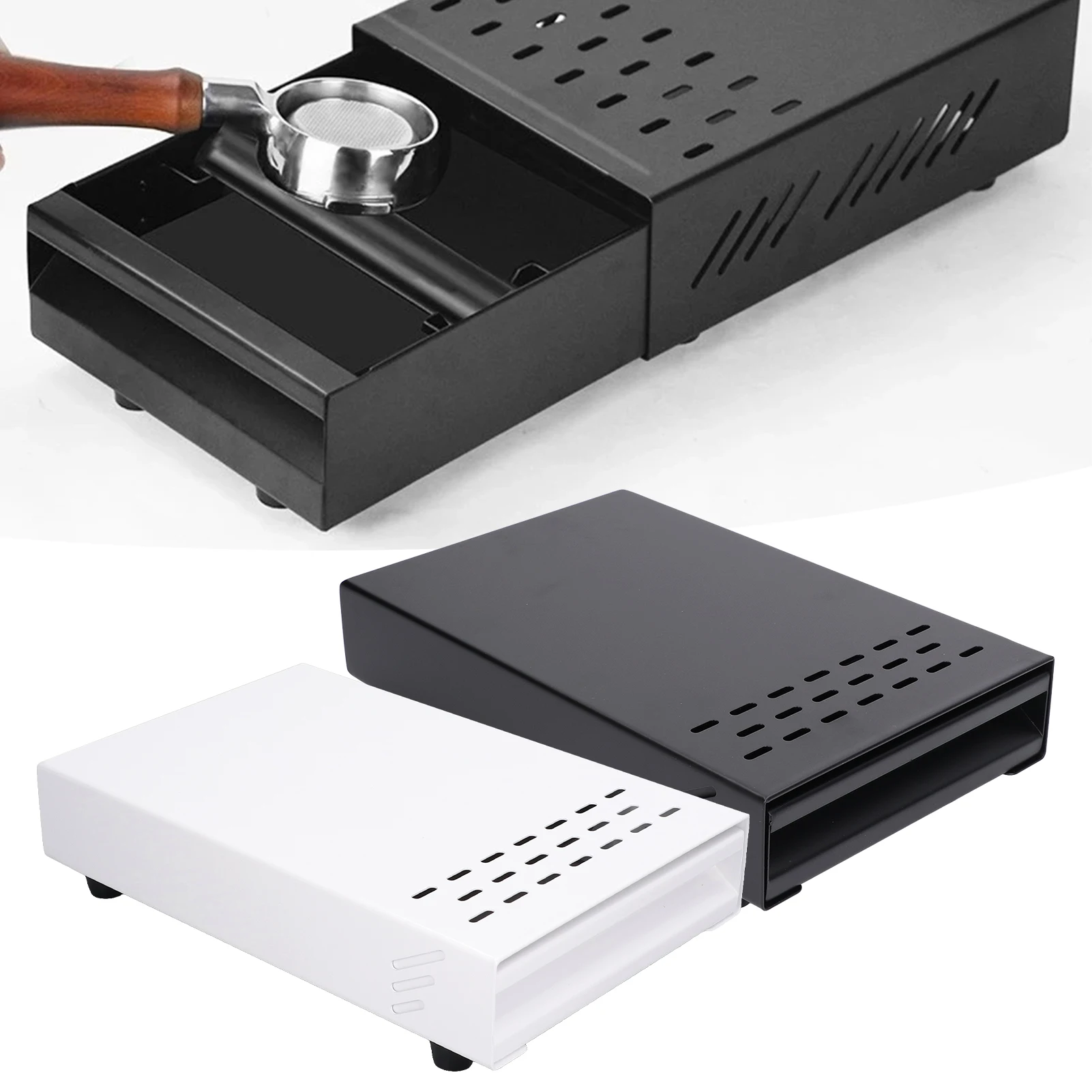 

Stainless Steel Coffee Residue Powder Box Coffee Knock Box Detachable Drawer Thickened for Office Household Shop