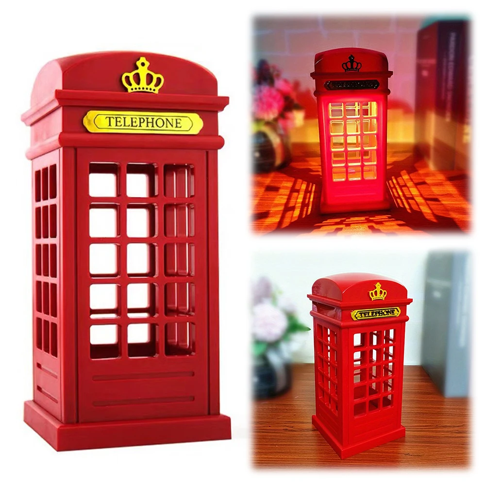 

Telephone Booth LED Night Light Touch Control Vintage Night Lamp USB/Battery Powered Portable Atmosphere Light for Home Bar