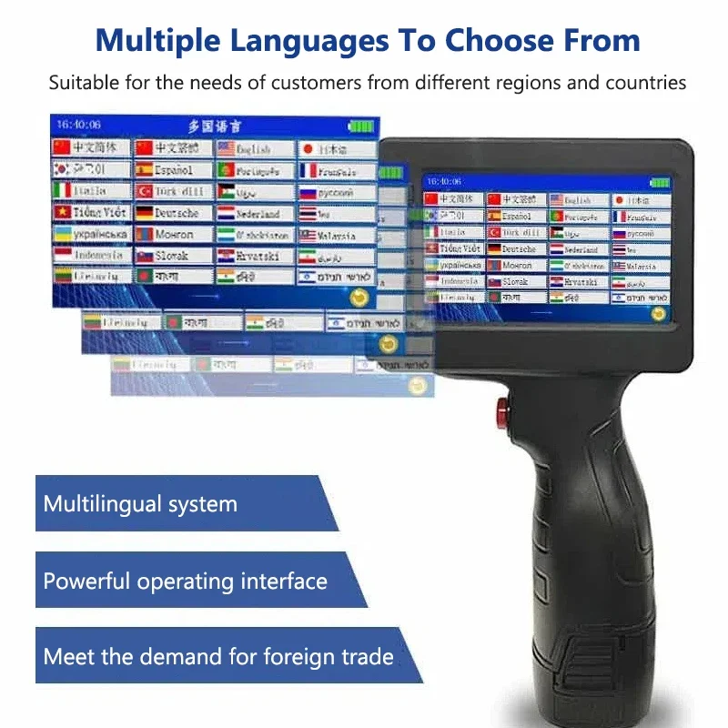 ポータブルハンドヘルドインクジェットプリンター 日付 番号 賞味期限 ロゴ QRバーコード バッチコード 賞味期限 12.7mmラベルプリンター 28言語対応