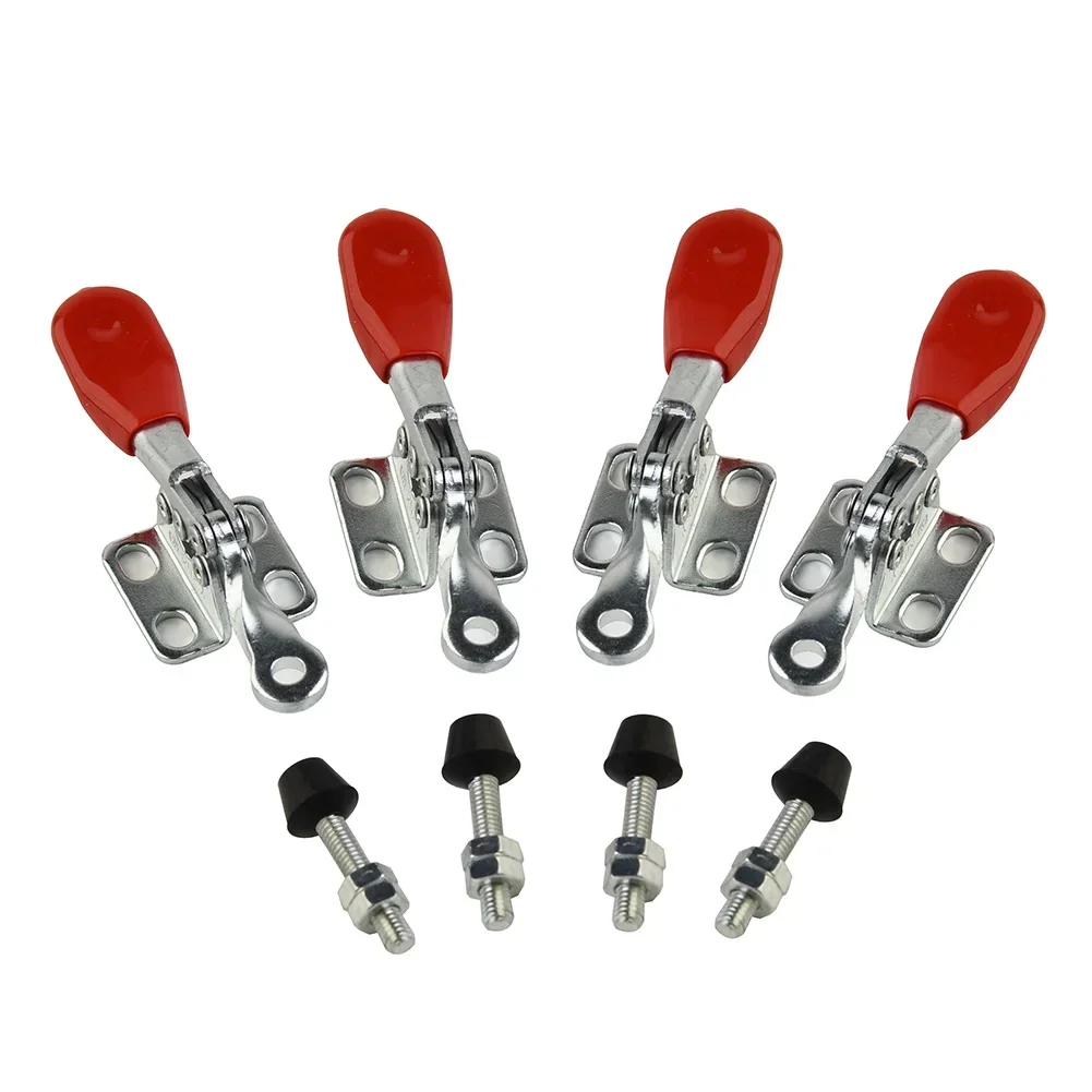 4pcs Toggle Clamps 80mm GH201A Horizontal Vertical Toggle Metal Clamp Quick-Release 27KG  Hand Clip Tool For Woodworking Joinery