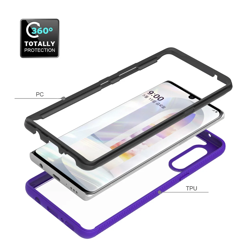 Heavy Duty Defend Case for LG Velvet 5G 6.8" LM-G910EMW Shockproof Phone Cover Hard PC Front Frame + TPU Shell Funda Capa view 5