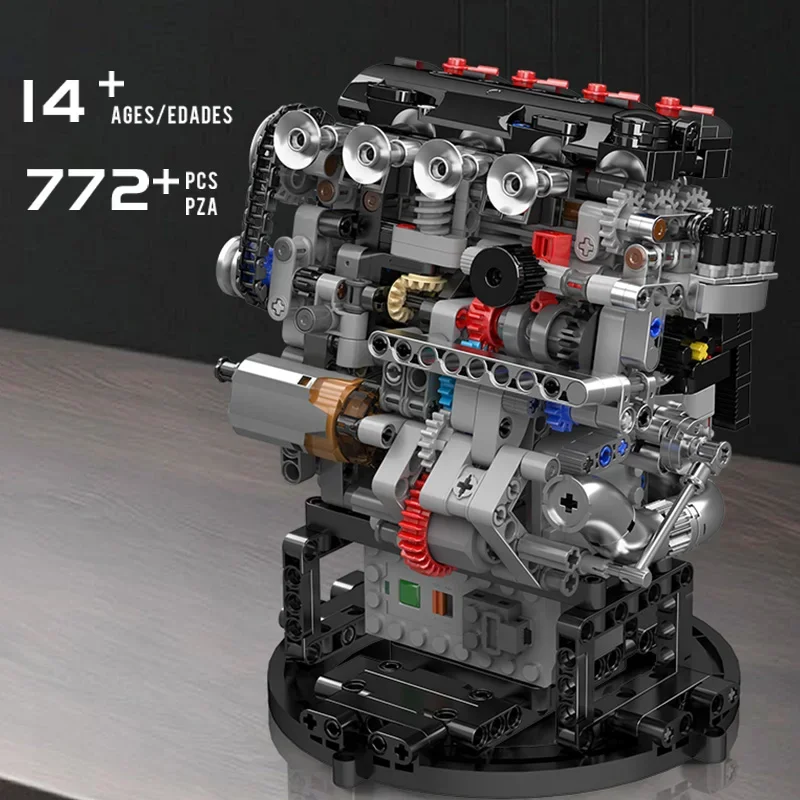 Mold King 10234 Technische automotor Speelgoed De gemotoriseerde VTEC-motor Bouwsteen Assemblage Motor Auto Baksteen Kind Kerstcadeau