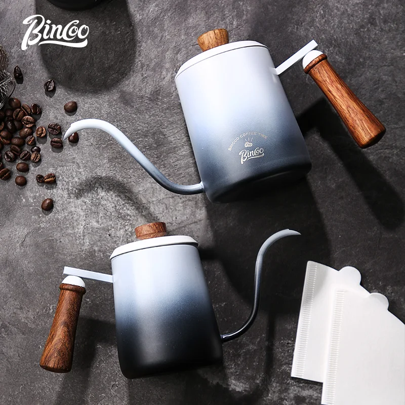 Bincoo Gradient Hand Brewed Coffee Pot Small Mini Portable Long Mouth Slim Mouth Pot Stainless Steel Hanging Ear Sharing Set