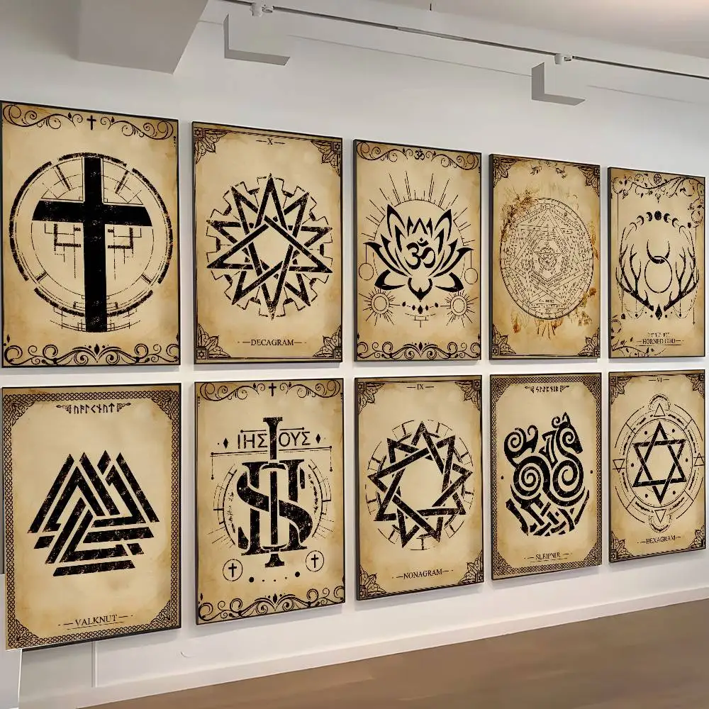 Vintage Symbol Eye of Horus Tree of Life   Posters High Quality Self-adhesive Wall Art Decorations Color Prints Sticky