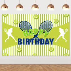 Cheereveal Tennis Theme Backdrop Tennis Birthday Party Decorations for Girls Green Yellow Tennis Happy Birthday Background Decor