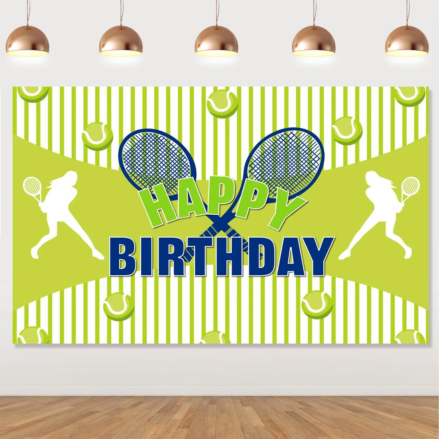 Cheereveal Tennis Theme Backdrop Tennis Birthday Party Decorations for Girls Green Yellow Tennis Happy Birthday Background Decor