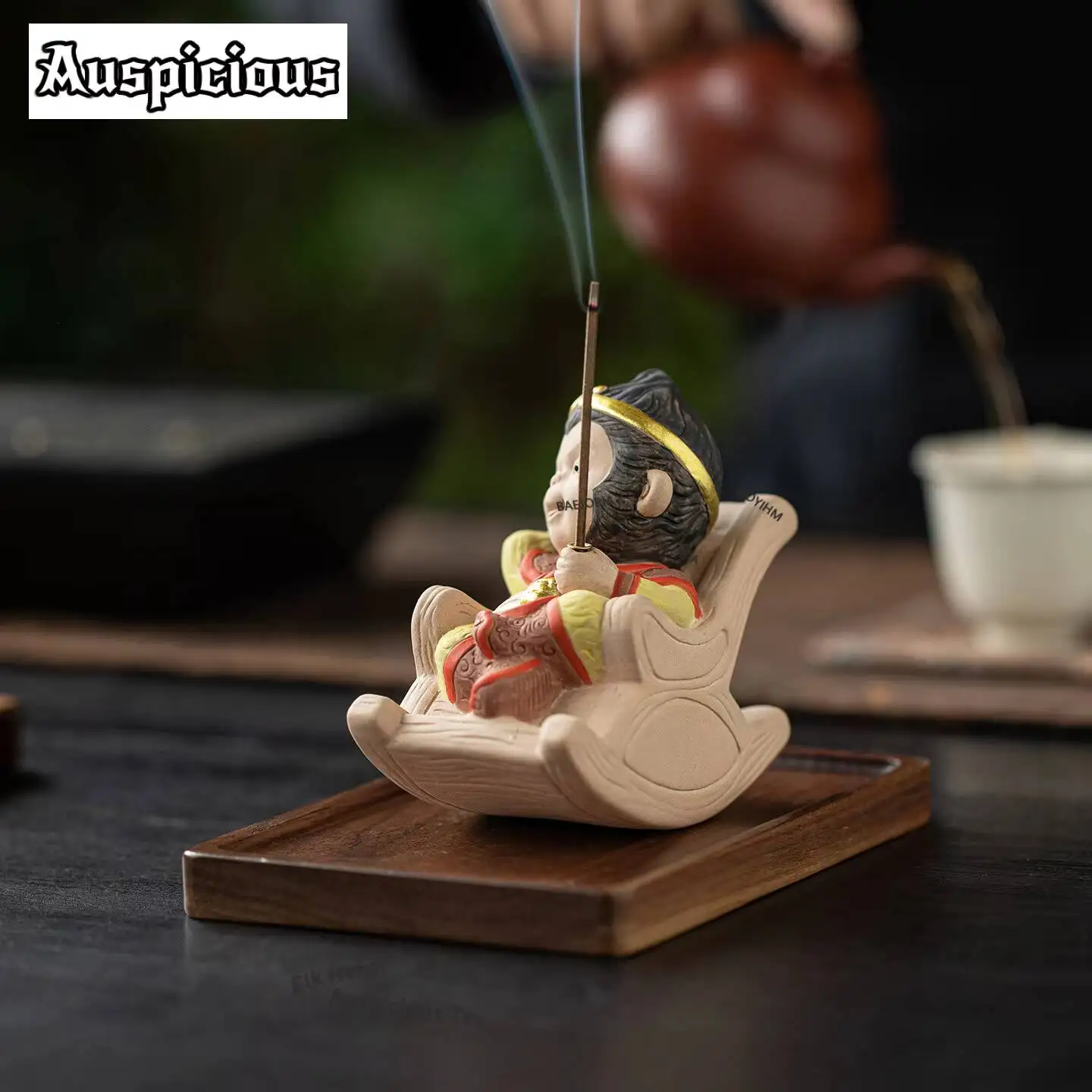 ZAEYORIA Rocking Chair Sun Wukong Incense Holder Creative Incense Burner Zen Tea Room Tabletop Aromatherapy Furnace Ornament