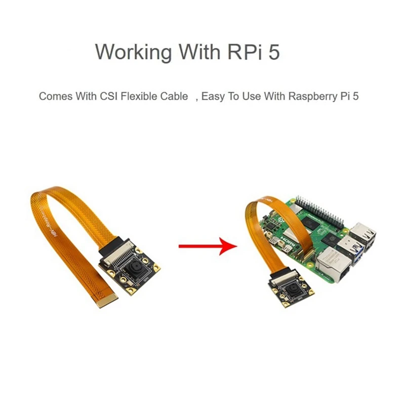 8MP IMX219 1080P Camera Module For Raspberry Pi 5, 77° FOV MIPI-CSI Interface, Comes With For Pi5 CSI Flexible Cable
