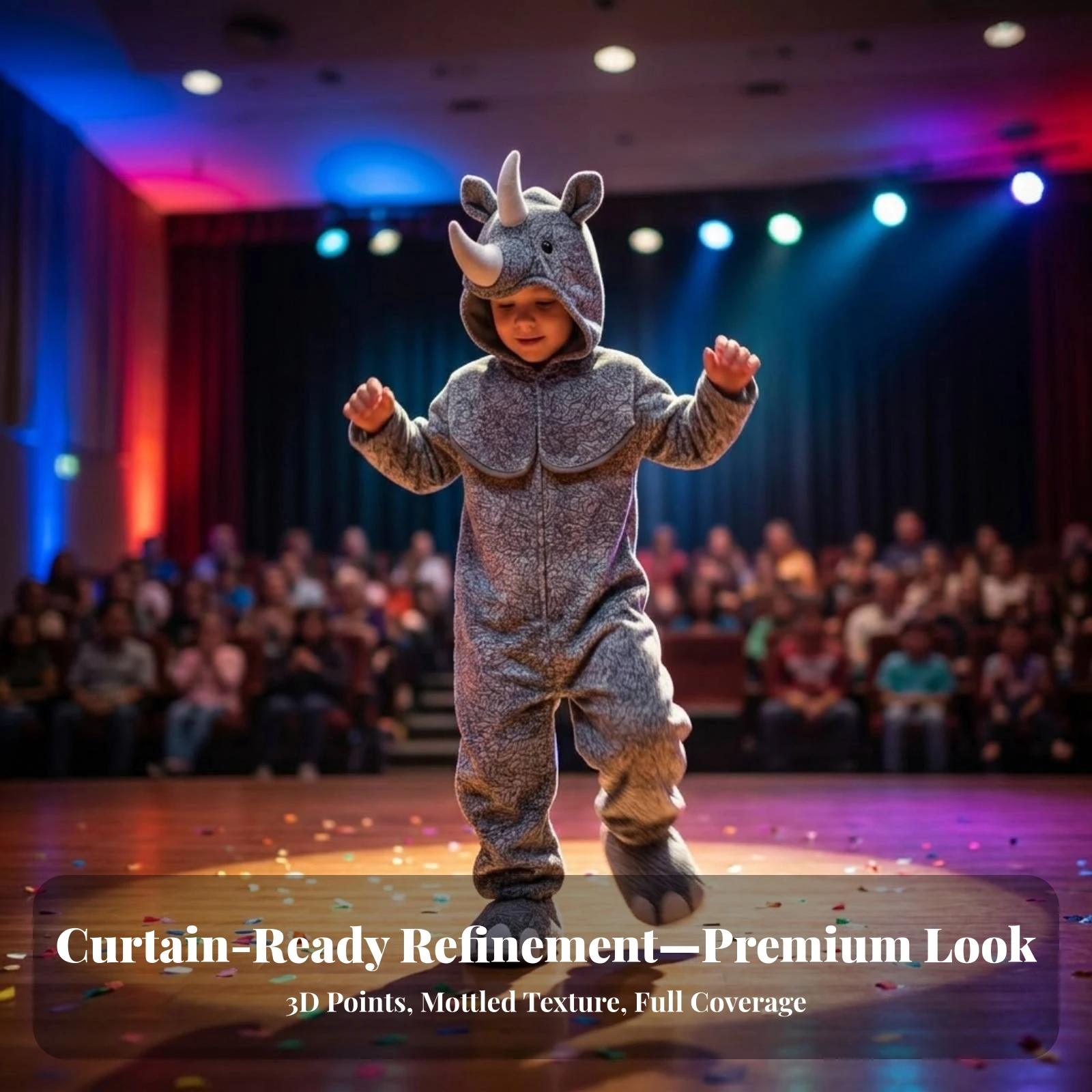 Rhino Costume Suit Comfortable Rhino Pajama Costume Animal Onesie Warm Hooded Onesie Gender-Neutral for Children, Dress-Up