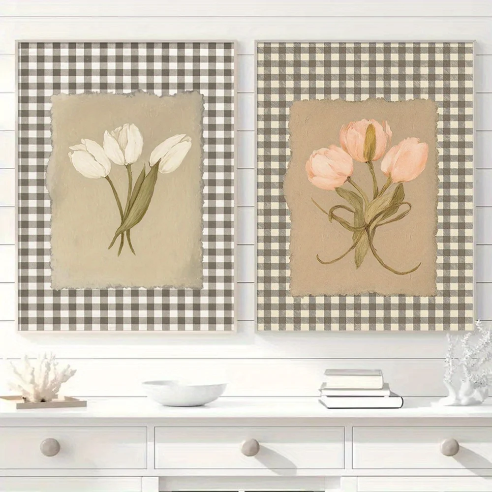 2pcs/set Bohemian Pastel Floral Canvas Print Poster Modern Minimalist Botanical Art Prints Bedroom Wall Art Home Decor Poster