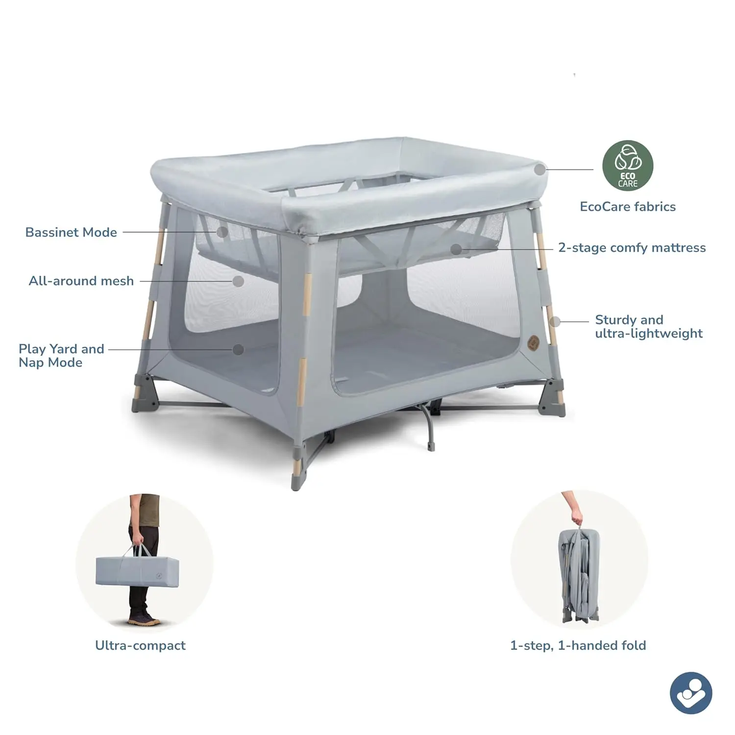 

Baby Playard with Mat, Baby Playpen, Play Yard with Bassinet, Portable Playpen for Babies and Toddlers, Classic Slate·Hot Sale