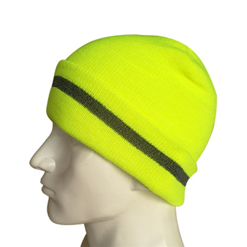 Chapeaux tricotés unisexe à rayures réfléchissantes, bonnets lumineux pour l\'extérieur, cyclisme, Ski, chaud, pour femmes et hommes, automne et hiver