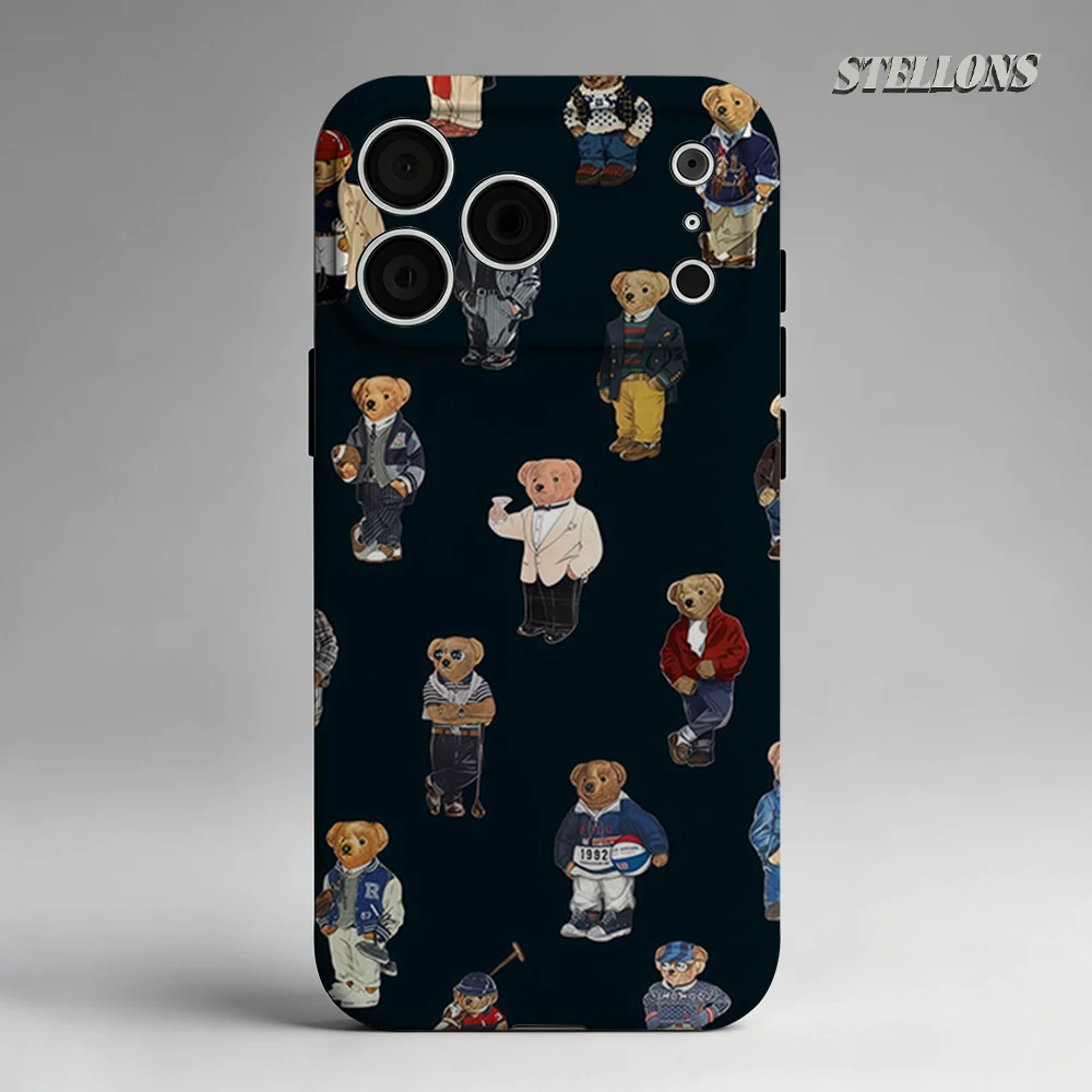 Coque de téléphone Preppy Bear magnétique pour iPhone 17 16 15 14 13 Pro Max Plus, coque robuste simple ou double couche