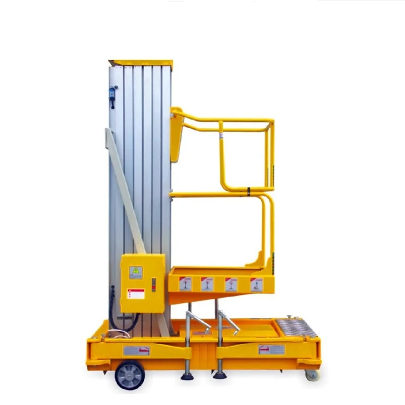 Hydraulic Electric Lifting Aerial Work Platform Ladder Single Mast Aluminum Scaffolding Manlift