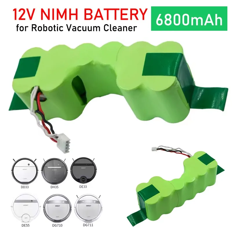 

12V 6800mAh Ni-MH Battery for Ecovacs Deebot DE33 DE35 DE55 DE5G DM87 DM88 DG710 OZMO 902 901 610 Robotic Vacuum Cleaner Battery