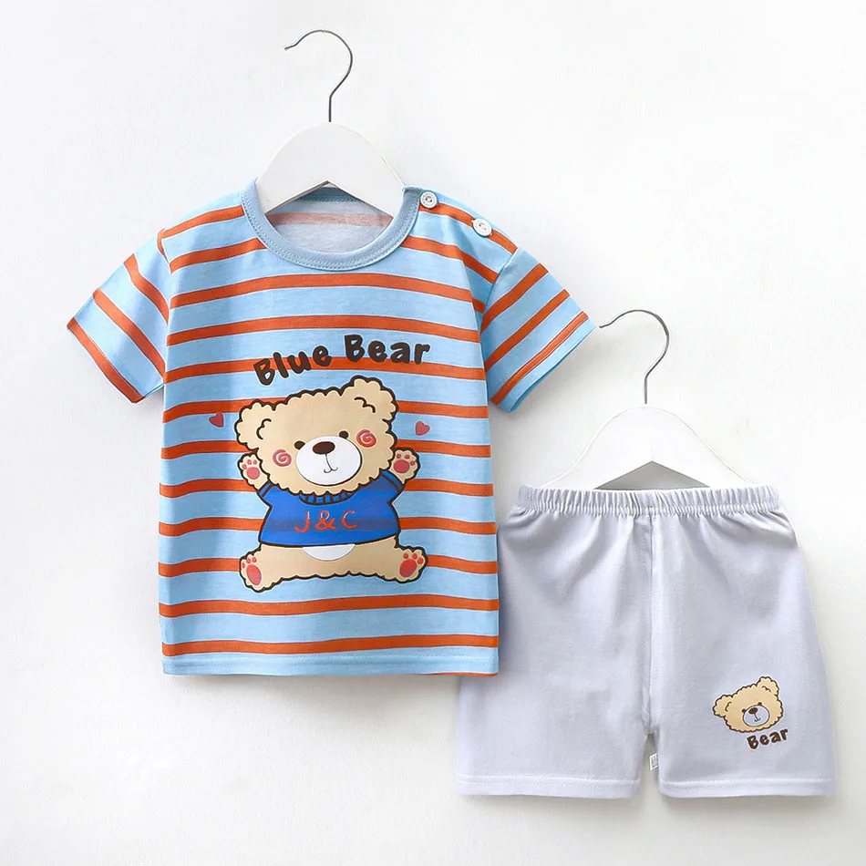 Summer Essential Soft Cotton Kids Short Sleeve Set Trendy New Design Active Boys and Girls with Breathable Fabric Children Sets