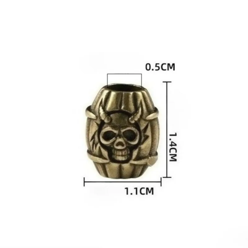 1 PC Creative Personalized Barrel Skull Ornament Pendant Large Hole DIY Accessory Decoration Home Decor Unique Copper Miniature