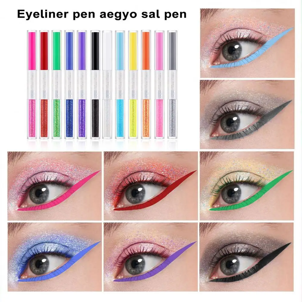 Stylo Eyeliner Waterproof, Eyeliner Longue Durée, Fournitures de Maquillage pour les Yeux, Eyeliner Scintillant Coloré, Ver à Soie