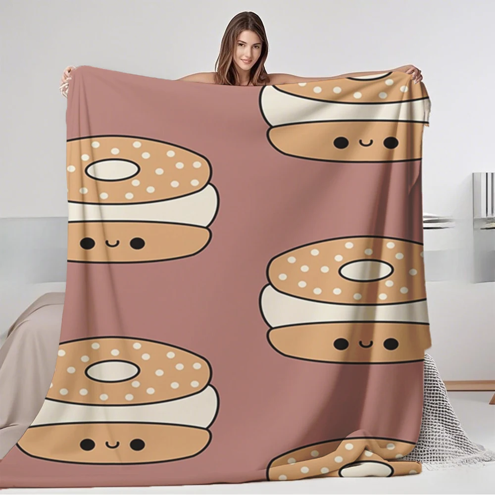 

Flannel Bed Multi-use Blanket Cute Kawaii Cream Cheese European Classical Hospitality Bedding Double-sided Throw No-shedding