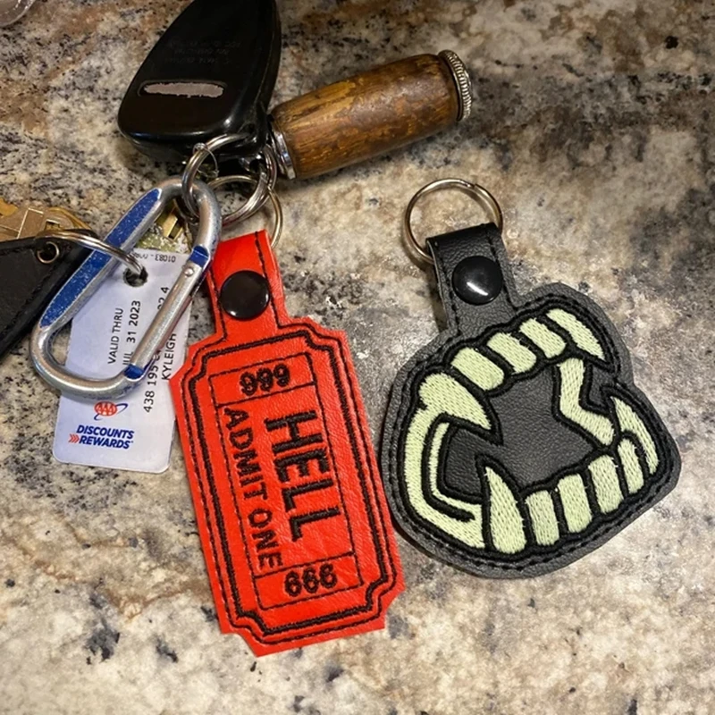 A ticket to Hell highway to Hell funny keychain keyfob luggage tag gift gothic keyring 666 mark of the beast travel accessory