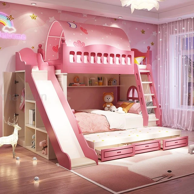 Loft Bed With Drawers Creative And Lovely Pink Two story Furniture For Girls From 5 To 8 Years Old Fashion Hot Sale Kids Beds Children Beds AliExpress