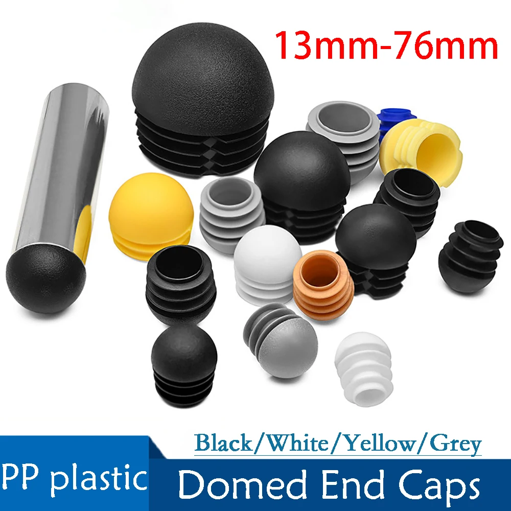 Plastic Round Pipe Plug13mm-76mm End Caps Blanking Plugs Bung Tube Pipe Inserts Black/White/Yellow/Grey Domed End Caps