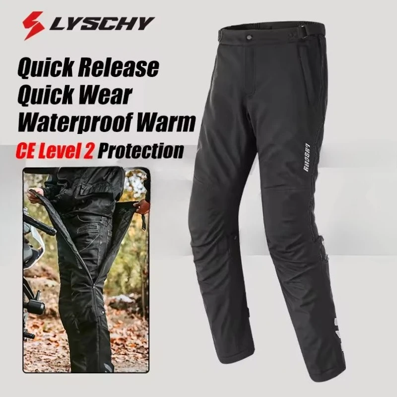 

LYSCHY Motorcycle Pants Winter Warm Motorbike Quick Take Off Pants Waterproof Windproof CE Anti-fall MTB Quick-Release Trousers
