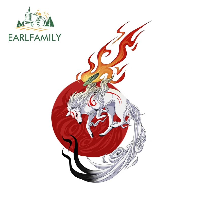 EARLFAMILY for Fox Red Moon Car Stickers Creative Sunscreen Decals Simple Car Door Protector Bumper Windshield Decoration - Image 6