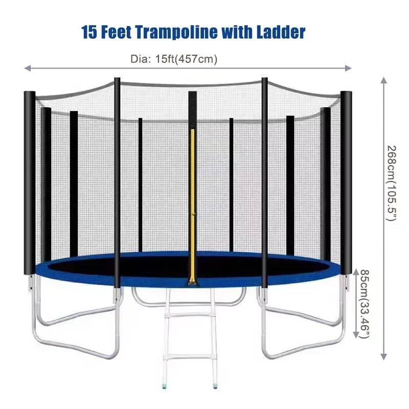 15FT Kid Adult Trampoline 360 Degree Full protection Trampoline Mesh Fencing Anti-pinch Anti-side Fall Trampopline