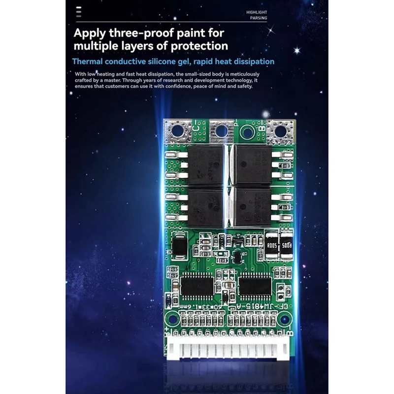 DT21 13S 48V Li- BMS Protection Board 15A for 18650 Battery Packs, PCB Integrated Lithium Battery Protection Board