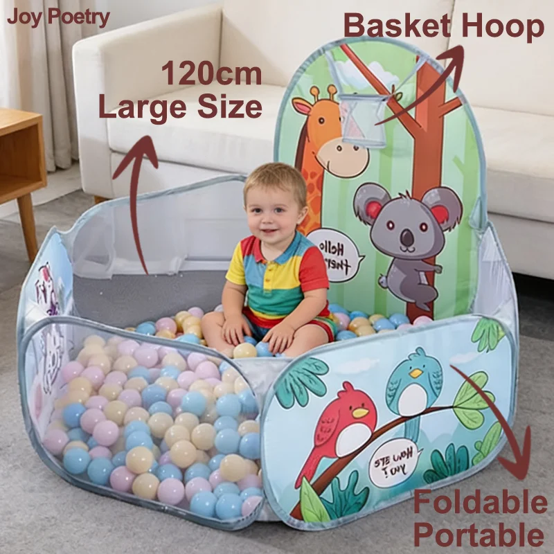 120 سنتيمتر الكرتون الأطفال الكرة بركة مع كرة السلة هوب المحمولة طوي روضة أطفال ملعب خيمة طفل الرياضة التعليم لعبة