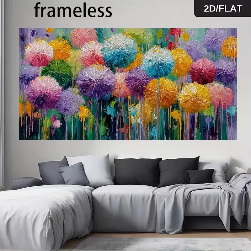 2D Flat, 1pc Modern Abstract Wall Panel - Frameless Canvas Painting with Radiant Exploding Bloom Pattern, Horizontal/Vertical Su