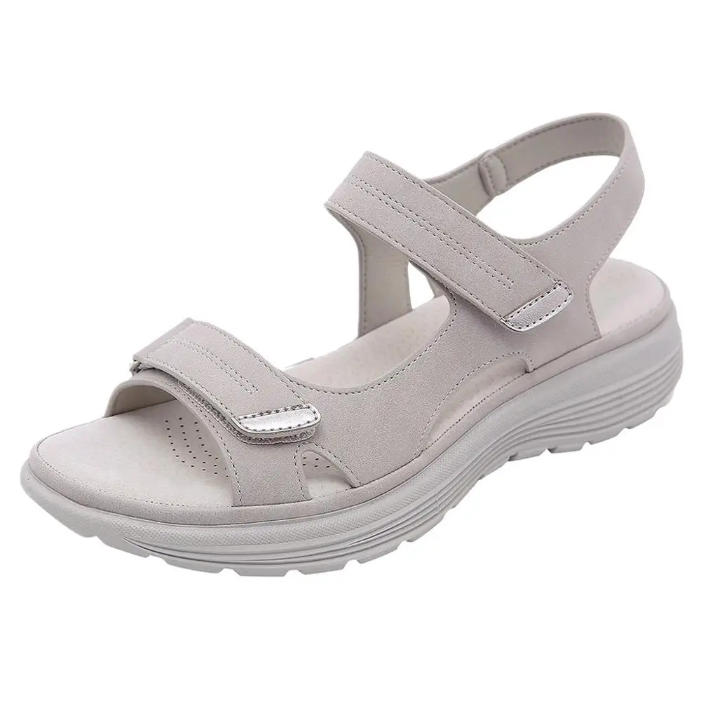 Women Summer Wedges Non-slip Beach Open Toe Breathable Comfortable Flat Sandals Sport Style Light Slides Shoes