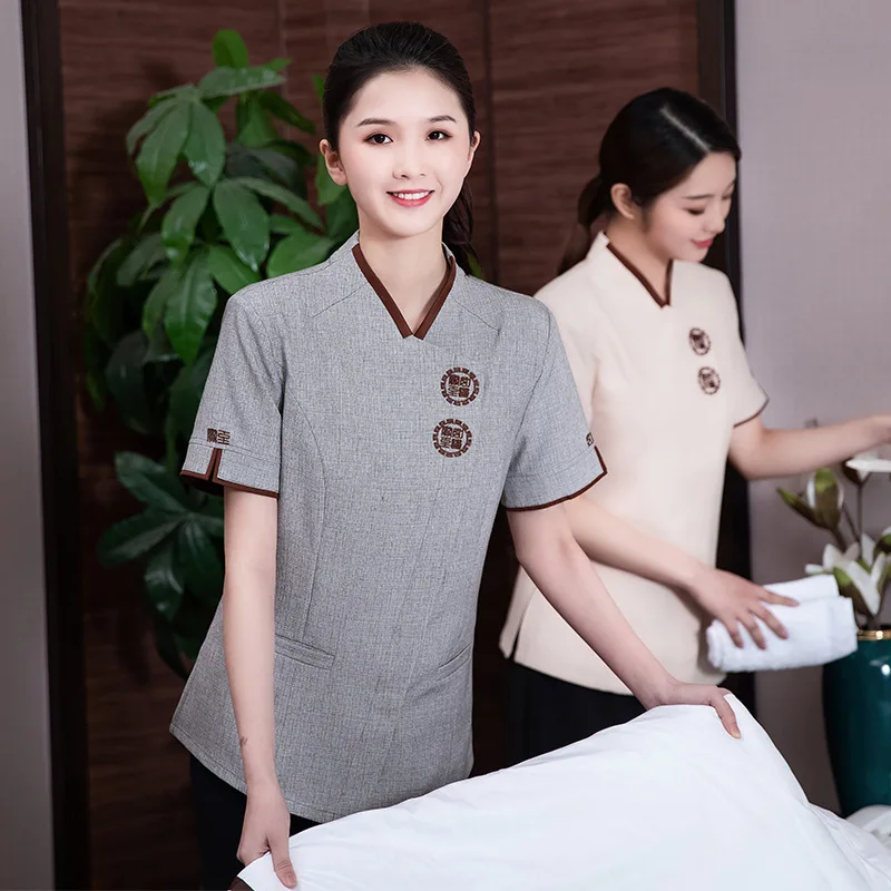 

Hotel Floor Cleaning Aunt Work Uniform Short Sleeve Summer Thin Breathable Mall Property Guesthouse Cleaner Clothing