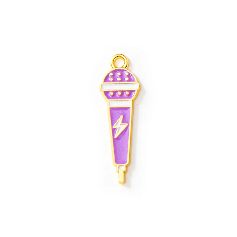 10Pcs Enamel Microphone Pendant Lightning Alloy Charms for Jewelry Making DIY Keychain Earrings Bracelet Necklaces Accessories