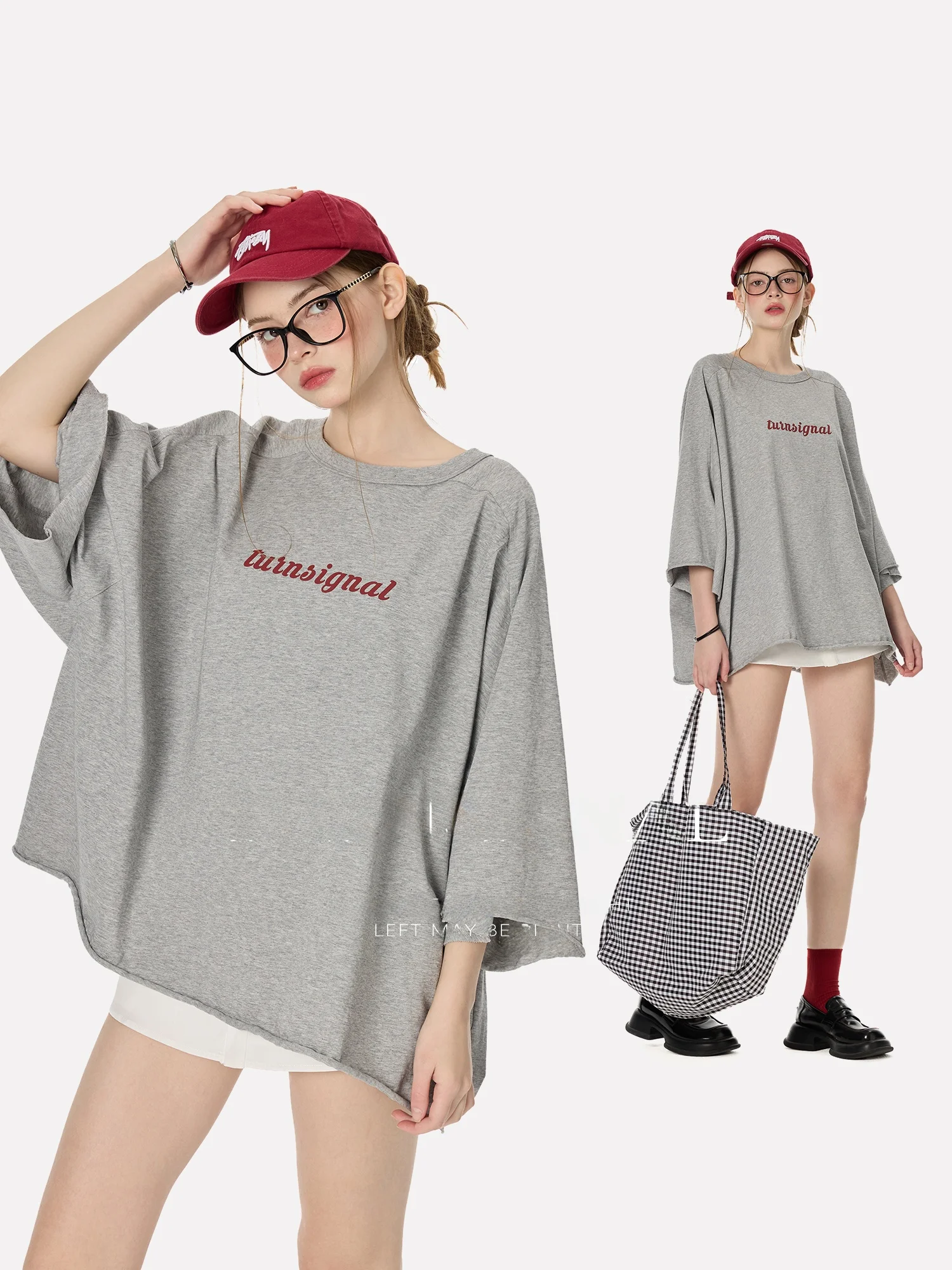 

Футболка Turnsignal Trendy Brand, повседневная свободная футболка с круглым вырезом и короткими рукавами, женская летняя новая модель, удобный топ из чистого хлопка