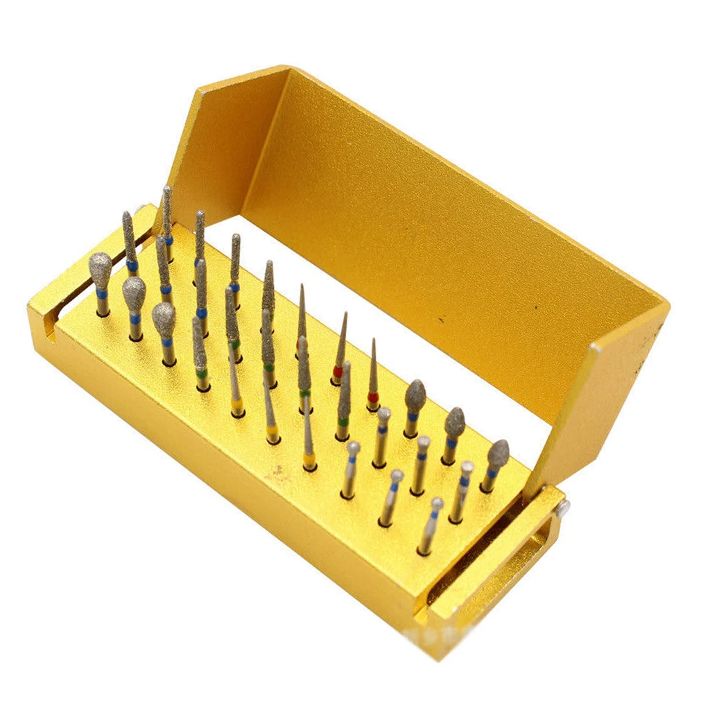 30 Holes Dental Bur Holder With Burr Dentistry Drilling Disinfection Stand High Speed Handpiece Nail Organizer Case Aluminium