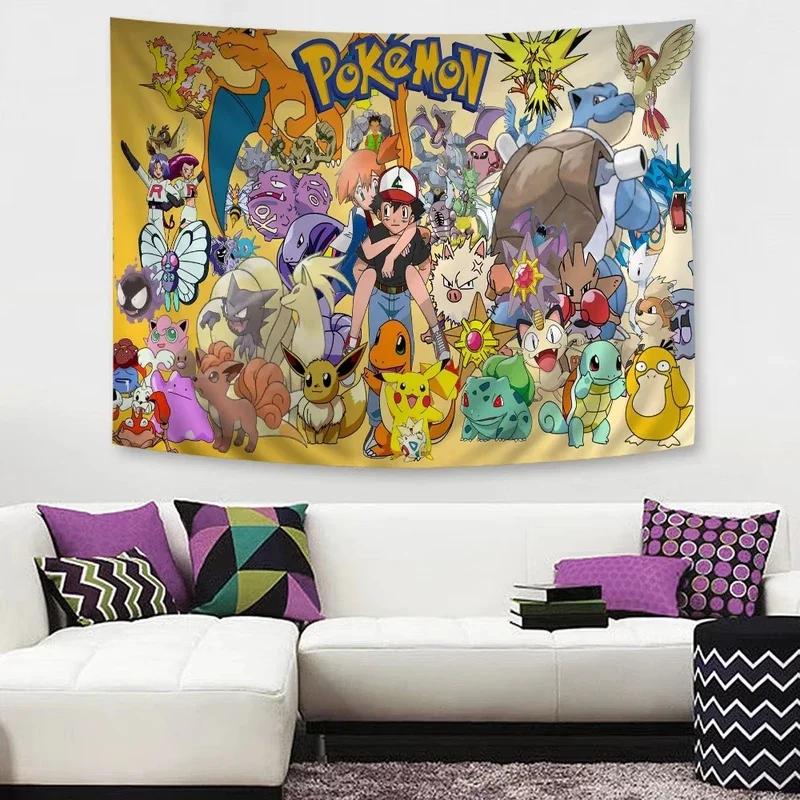 Cute-P-Pokemones-Cartoon Anime Character Printed Large Wall Tapestry Buddha Wall Decoration Witchcraft Hippie Wall Art Decor # 0