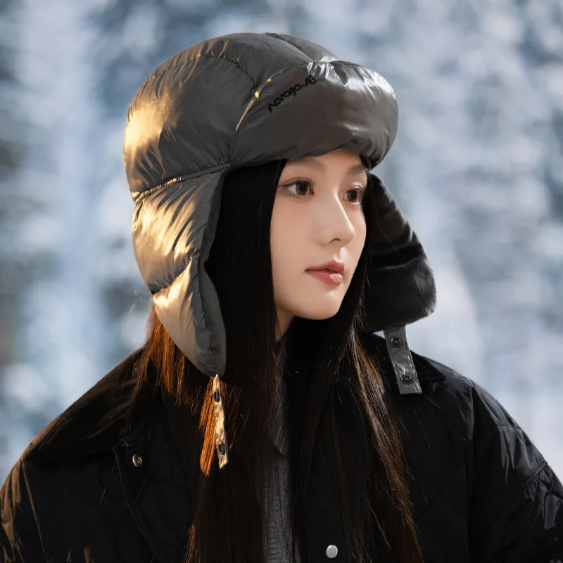 Autumn and winter hats with fleece, cold proof down, ear protection, warm hats, outdoor cycling toe caps, image 4