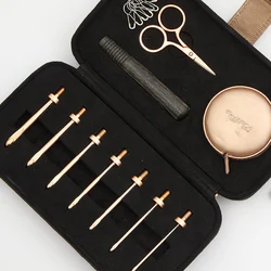 Knit Pro Oasis Starter Interchangeable Crochet Hook Set, 7 Sizes IC Metal Hooks with Single Ended Comfortable Wooden Handle