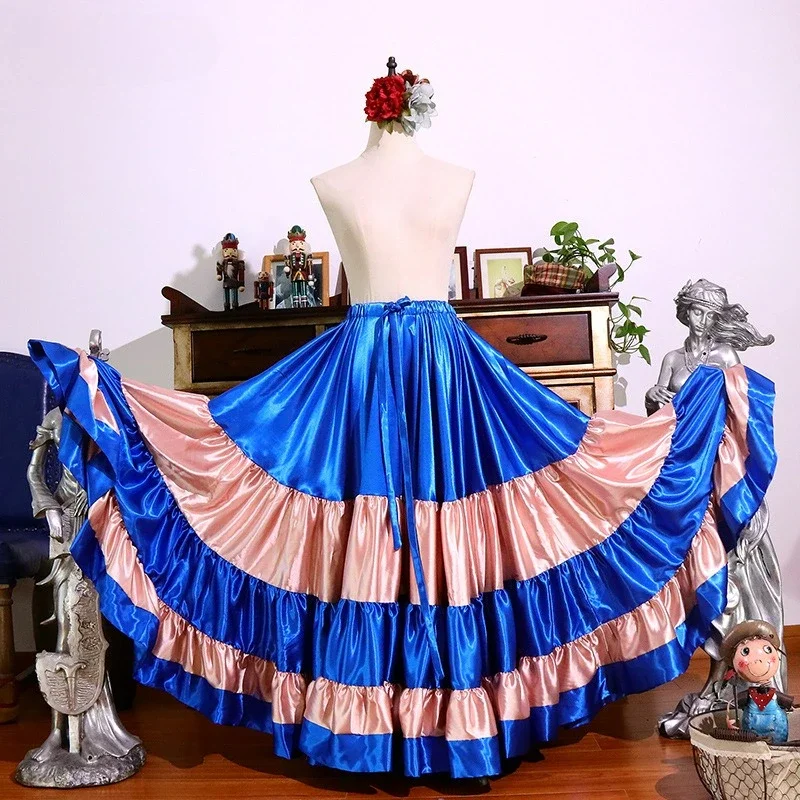 Costume da ballo spagnolo da 720 gradi Costume da danza classica zingara Abito da flamenco per le donne Gonne altalena Corazzata Prestazioni del ventre