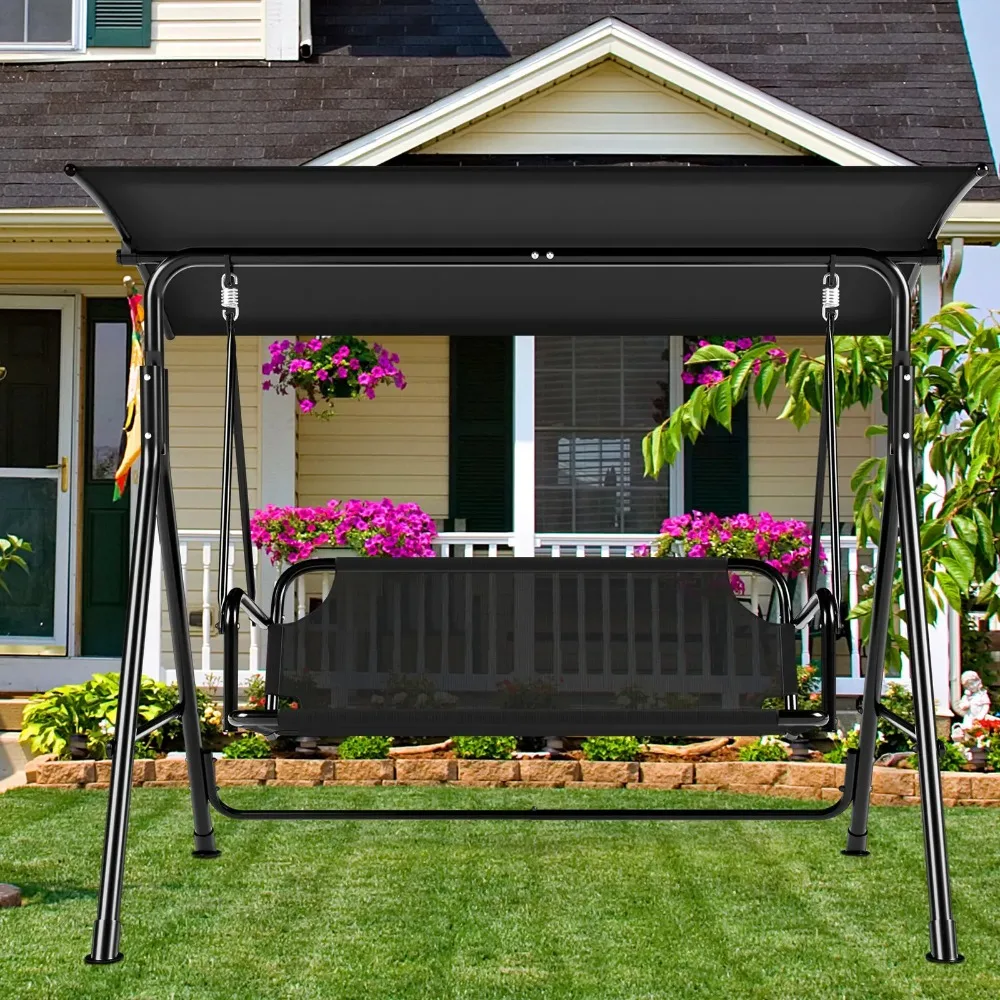 Outdoor Swing Chair Canopy Patio Garden Hanging 3 Person Yard Porch Furniture