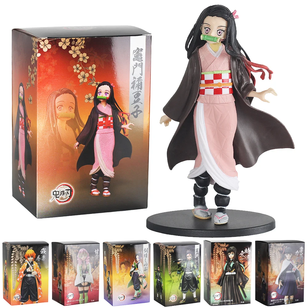 Anime Demon Slayer Figure Kamado Tanjirou Nezuko Action Figures PVC Model Toys Zenitsu Figurine Inosuke Kimetsu No Yaiba Figura