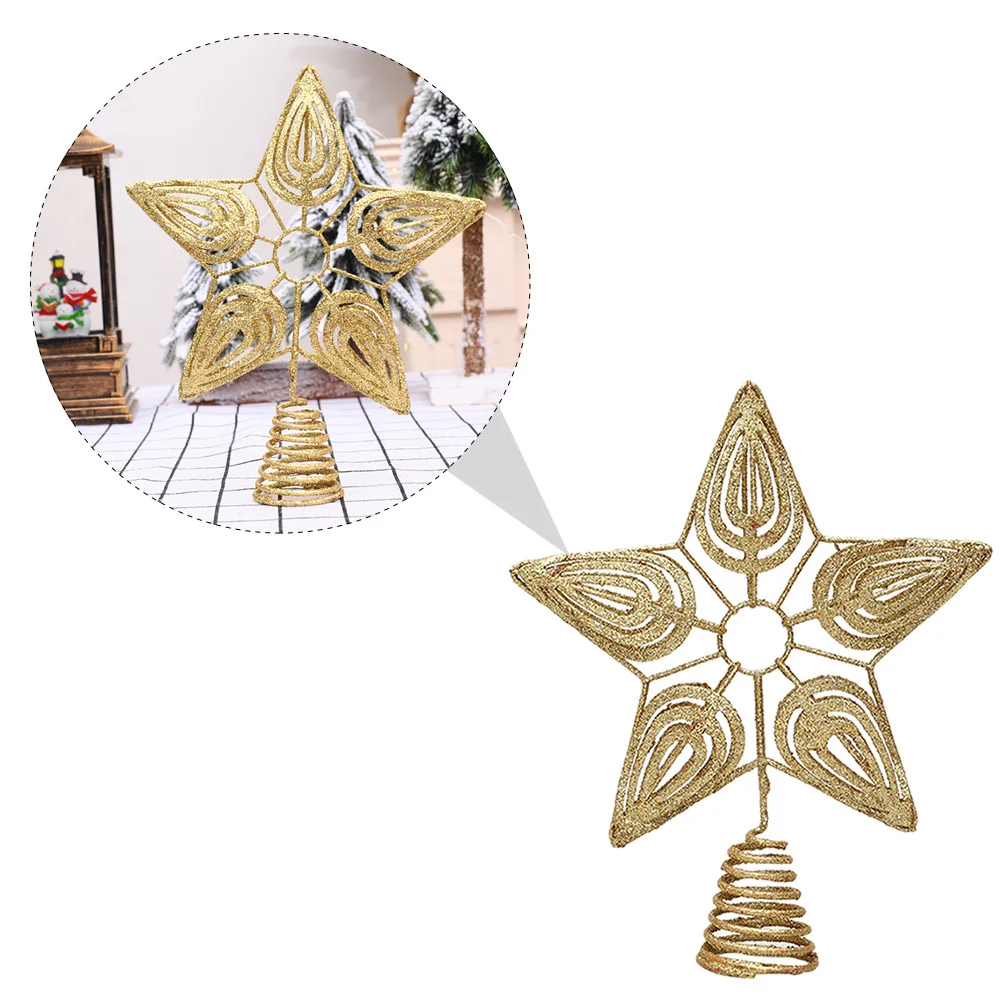 

1Pcs Christmas Star Decoration Iron Wire Xmas Tree Topper Party Prop Xmas Tree Ornament Christmas Pentagram