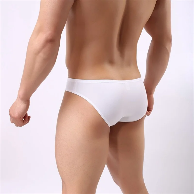 Scrotum Hole Penis Elephant Tube Briefs Men Ice Silk Panties Mens Underwear Gay Low Rise Pouch Sexy Briefs Male Underpants Brand