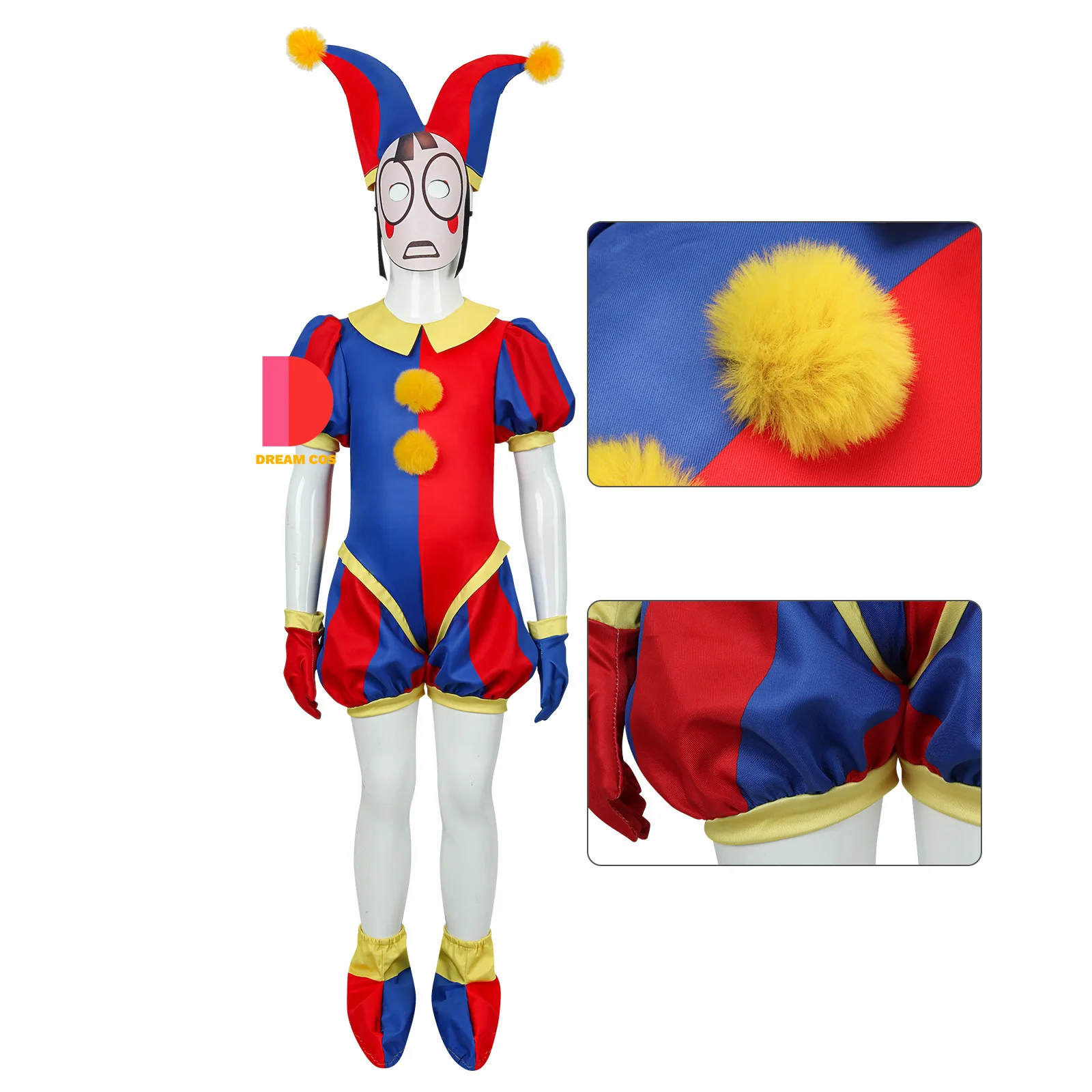 

2024 New Halloween Children's Clown Costume The Amazing Digital Circus Pomni Kids Cosplay Uniform Jumpsuit Mask Costume Cartoon