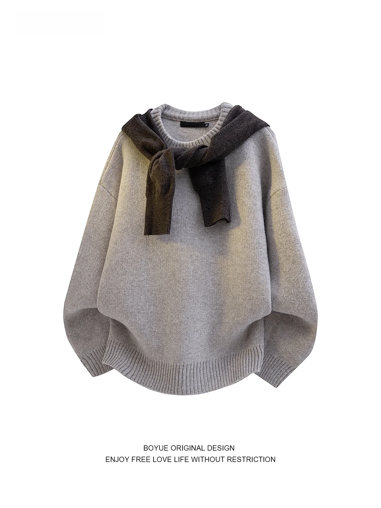 

Boyue Retro Knitted Sweater ex Loose Lazy Sle Scarf Design Couple Tops Trendy Long Sve Hoodie Daily Wear Winter 2025