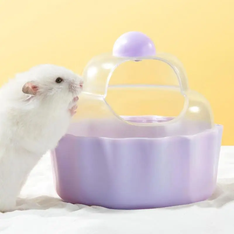 Hamster Sand Box Cake Shaped Small Animal Habitat Décor Spill Proof Transparent Stable Hamster Litter Box For Lemming Mice