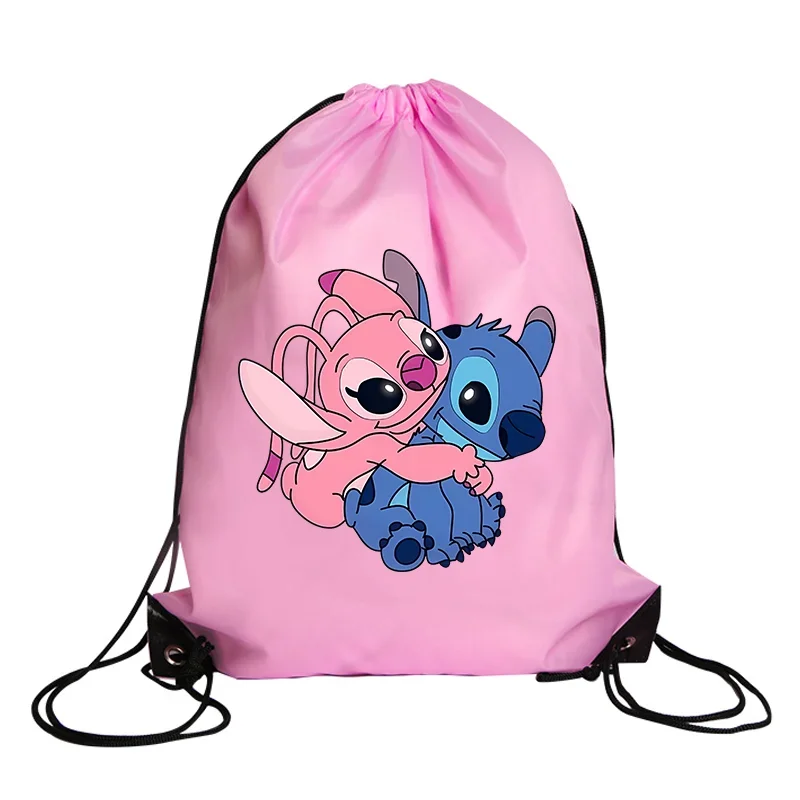 Stitch Disney Tarp Drawstring Pockets Cartoon Non Woven Letter Kawaii Printed Handbags Girls Storage Bag Bags Kids Birthday Gift